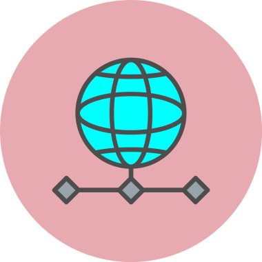 Dünya Izgara Satırı Dolu Çember Simgesi