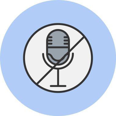 Mikrofon Sessizliği Satırı Dolu Çember Simgesi