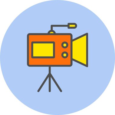 Video Kamera Satırı Dolu Çember Simgesi