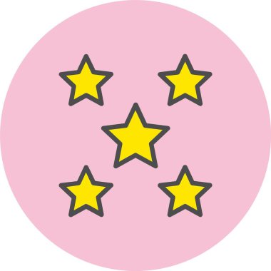 5 Yıldız Satırı Dolu Çember Simgesi