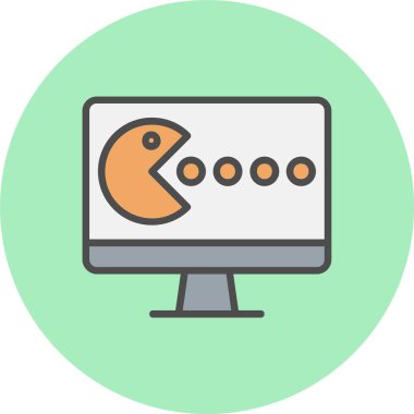 Bilgisayar Oyun Satırı Dolu Çember Simgesi