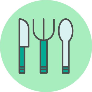 Çatal Bıçak Satırı Doldurulmuş Çember Simgesi