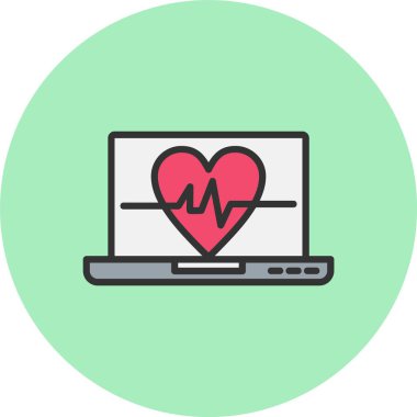 Kalp atışı Satırı Dolu Çember Simgesi