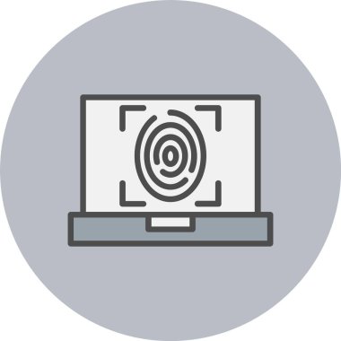 Parmak izi Satırı Dolu Çember Simgesi