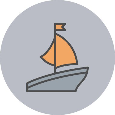 Gemi Satırı Dolu Çember Simgesi