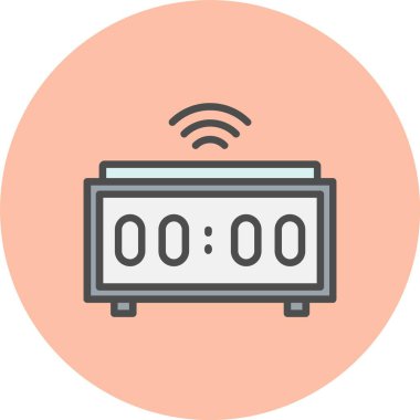 Dijital Saat Satırı Dolu Çember Simgesi