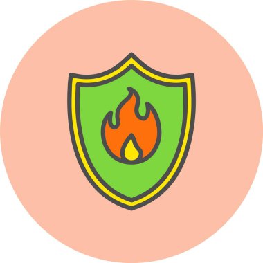 Ateş Koruma Hattı Dolu Çember Simgesi