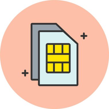 Telefon Sim Kart Satırı Dolu Çember Simgesi