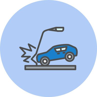 Kaza Otomobili Dolu Çember Simgesi