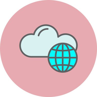 Bulut Satırı Dolu Çember Simgesi