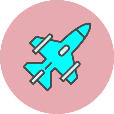 Jet Satırı Dolu Çember Simgesi