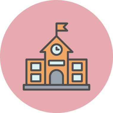 Okul Satırı Dolu Çember Simgesi