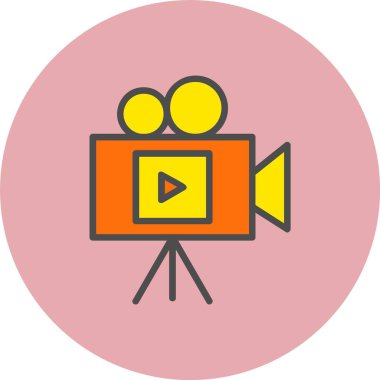 Video Kamera Satırı Dolu Çember Simgesi