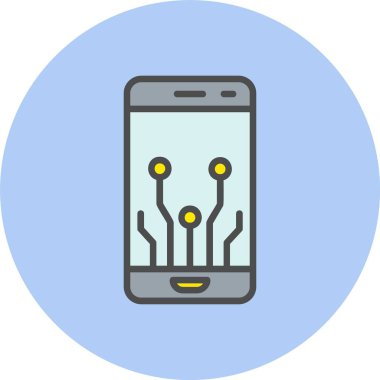 Akıllı Telefon Vektör Satırı Dolu Çember Simgesi