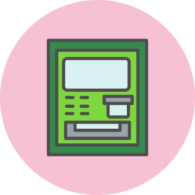 Atm Makine Satırı Dolu Çember Simgesi