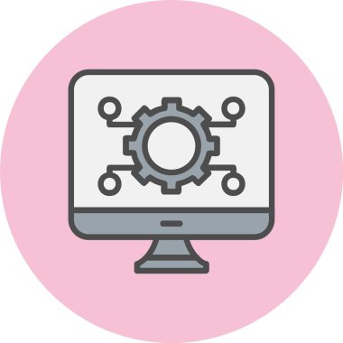 Bilgisayar Satırı Dolu Çember Simgesi