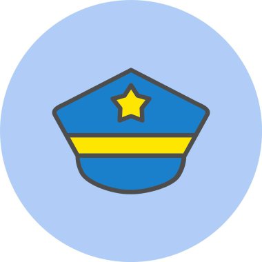 Polis Şapkası Satırı Dolu Çember Simgesi
