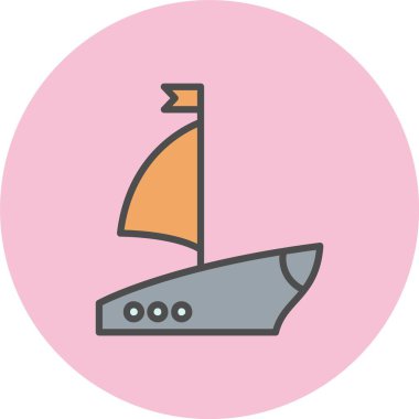 Gemi Satırı Dolu Çember Simgesi