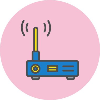 Kablosuz Yönlendirici Satırı Dolu Çember Simgesi