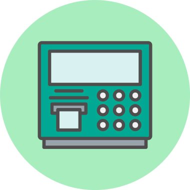 Atm Makine Satırı Dolu Çember Simgesi