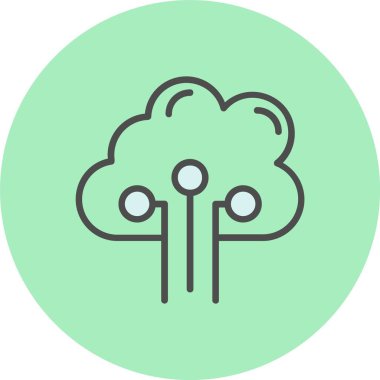 Bulut Hesaplama Satırı Dolu Çember Simgesi