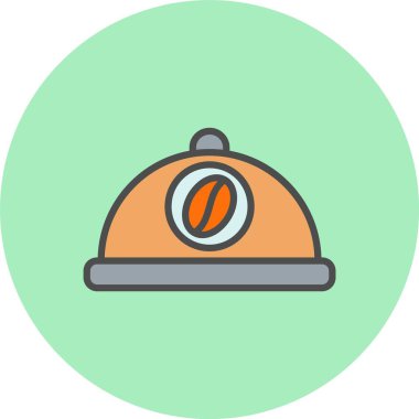 Yemek Tepsisi Satırı Dolu Çember Simgesi