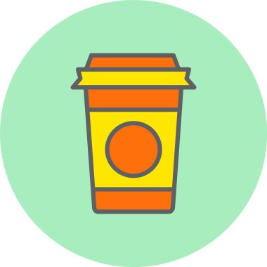 Plastik Kupa Satırı Dolu Çember Simgesi