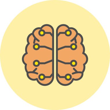 Beyin Satırı Dolu Çember Simgesi