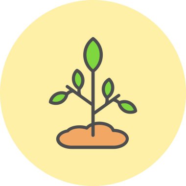 Bitki Satırı Dolu Çember Simgesi