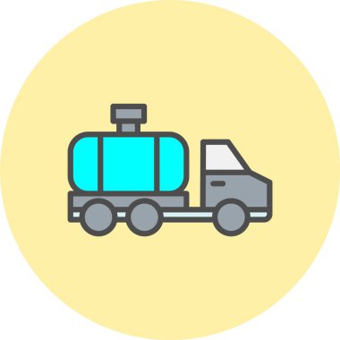 Su Tankeri Hattı Dolu Çember Simgesi