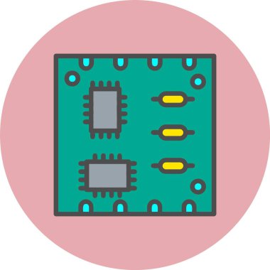 Pcb Tahta Satırı Dolu Çember Simgesi