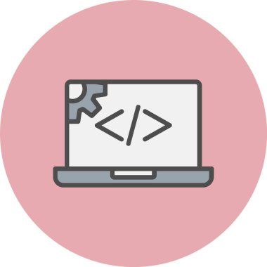 Web Geliştirme Satırı Dolu Çember Simgesi