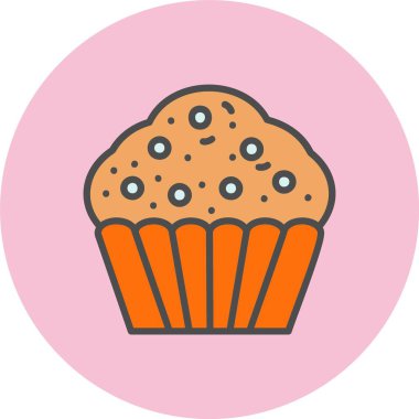 Cupcake Satırı Dolu Çember Simgesi