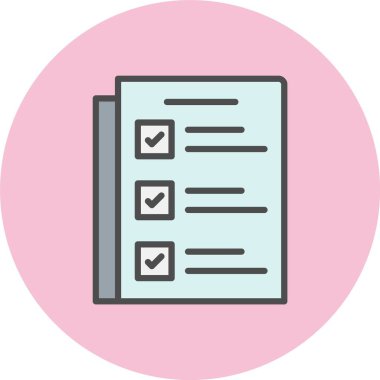 Liste Vektör Satırı Dolu Çember Simgesi