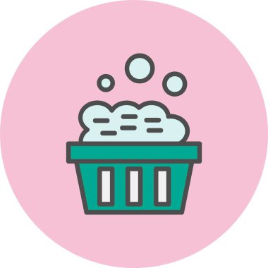 Çamaşır Sepeti Satırı Dolu Çember Simgesi