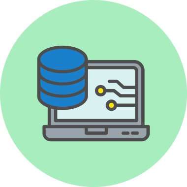 Büyük Veri Vektör Satırı Dolu Çember Simgesi