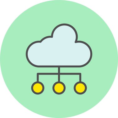 Bulut Hesaplama Satırı Dolu Çember Simgesi