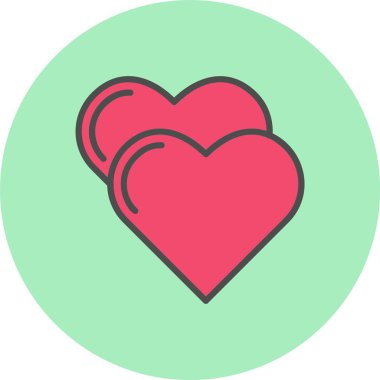 Kalp Satırı Dolu Çember Simgesi