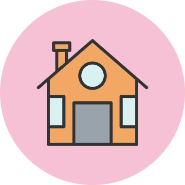 Ev Satırı Dolu Çember Simgesi