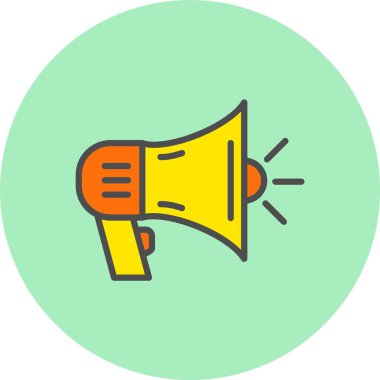 Megafon Vektör Satırı Dolu Çember Simgesi