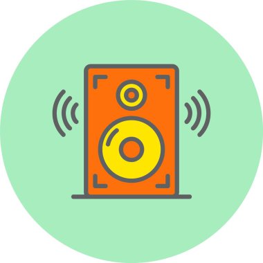 Hoparlör Satırı Dolu Çember Simgesi