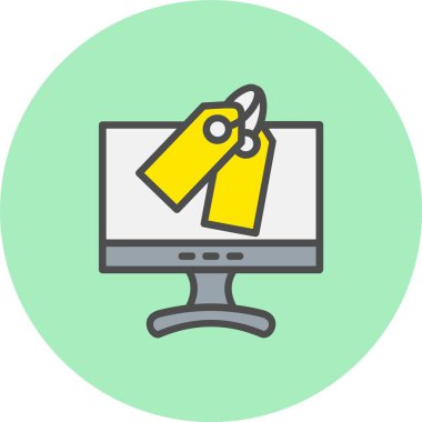 Etiketli Satır Dolu Çember Simgesi