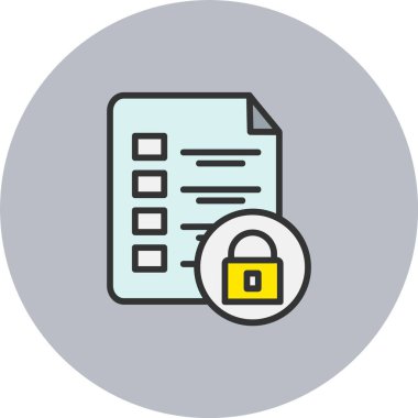 Veri Güvenliği Satırı Dolu Çember Simgesi