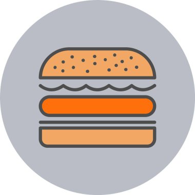 Hamburger Satırı Dolu Çember Simgesi