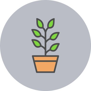 Bitki Satırı Dolu Çember Simgesi