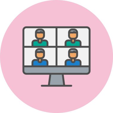 Videokonferans Satırı Dolu Çember Simgesi