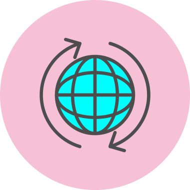 Dünya Çizgisi Dolu Çember Simgesi