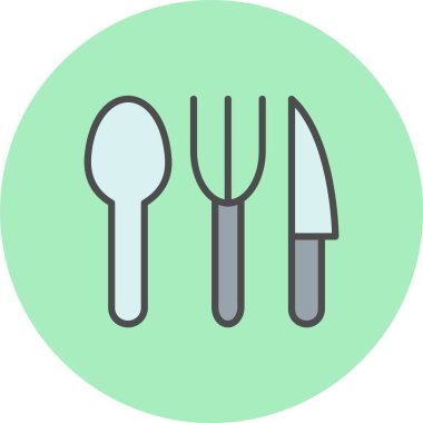 Çatal Bıçak Satırı Doldurulmuş Çember Simgesi