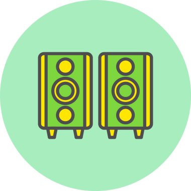 Hoparlör Satırı Dolu Çember Simgesi