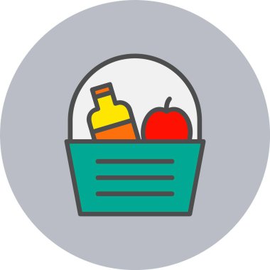 Piknik Basket Satırı Dolu Çember Simgesi